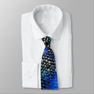Mosaic of small convex in blue to gray and black  tie