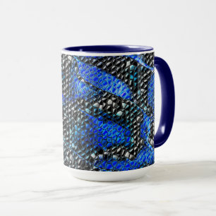 Mosaic of small convex in blue to grey and black mug
