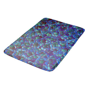 Mosaic of spattered or smoked lilac blue and green bath mat
