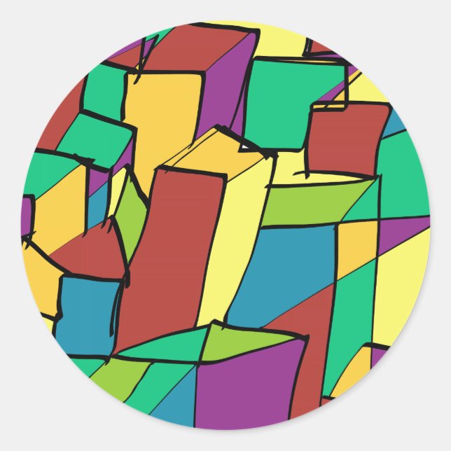 Mosaic of Squares Classic Round Sticker (Front)