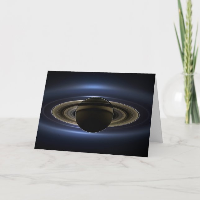 Mosaic Of The Saturn System Backlit By The Sun. Card (Front)