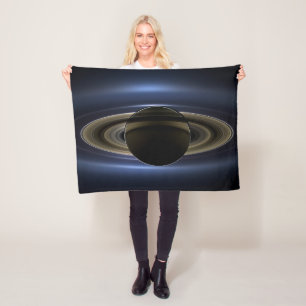 Mosaic Of The Saturn System Backlit By The Sun. Fleece Blanket