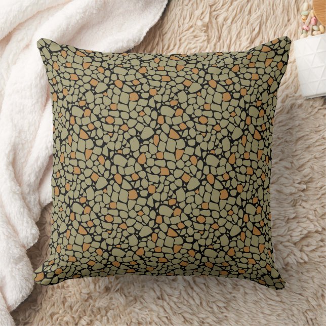 Mosaic olive brown green tile abstract camouflage cushion (Blanket)