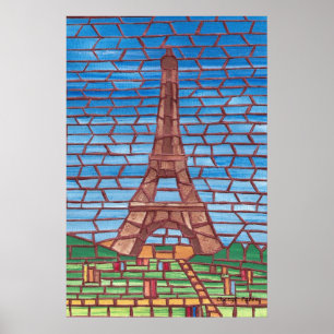 Mosaic Painting of Eiffel Tower Posters