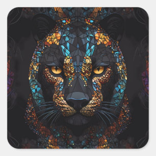 Mosaic Panther Art Square Sticker