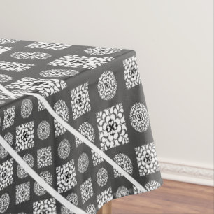 Mosaic Pattern 02.BW DGrey BG Tablecloth