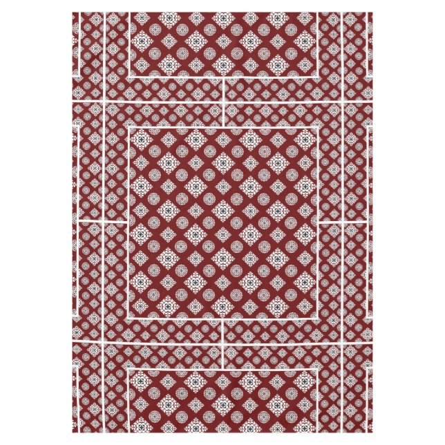 Mosaic Pattern 02.BW DRed BG Tablecloth (Front)