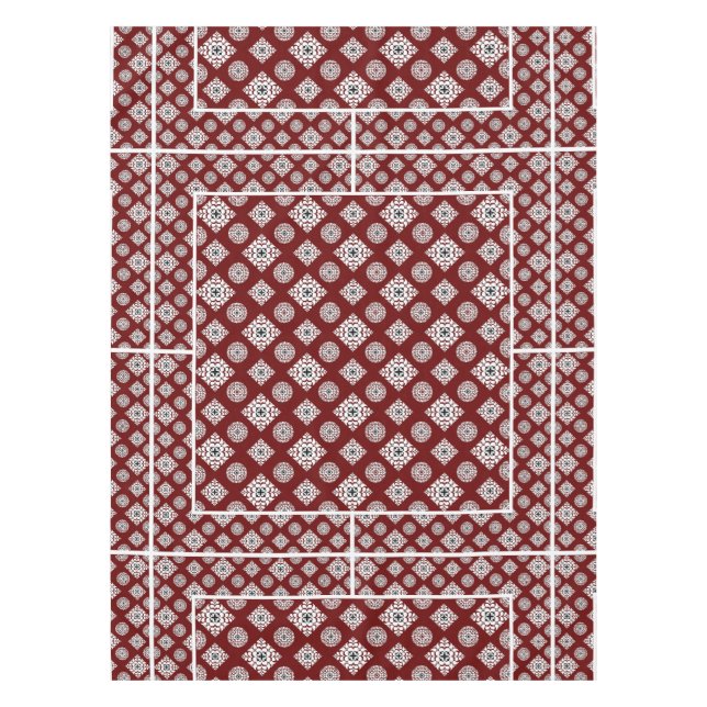 Mosaic Pattern 02.BW DRed BG Tablecloth (Front)