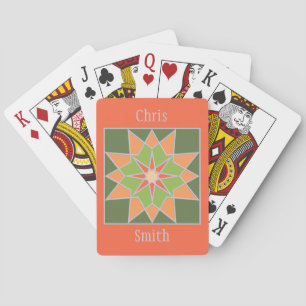 Mosaic pattern custom monogram playing cards