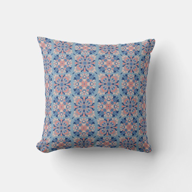 Mosaic Pattern Dusty Blue Cushion (Front)