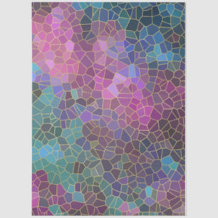 Mosaic Pattern of Pink Purple Teal Blue Green Gold Tissue Paper