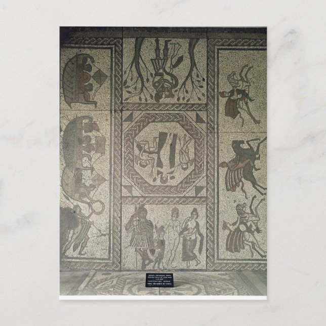 Mosaic pavement from the Roman villa at Low Postcard (Front)