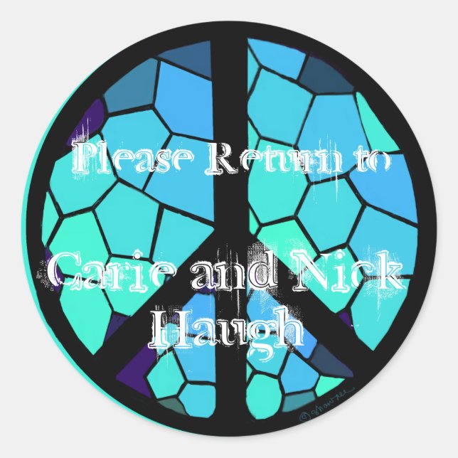 Mosaic Peace Symbol Bookplate Classic Round Sticker (Front)