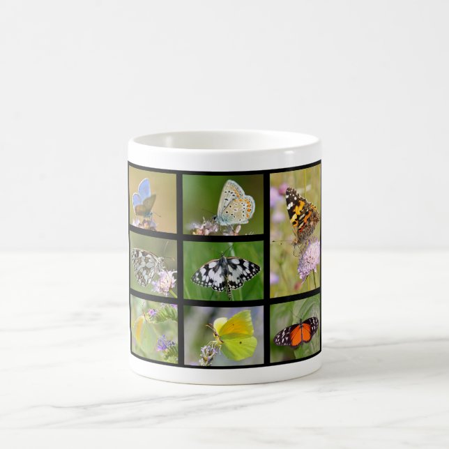 Mosaic photos of butterflies coffee mug (Center)