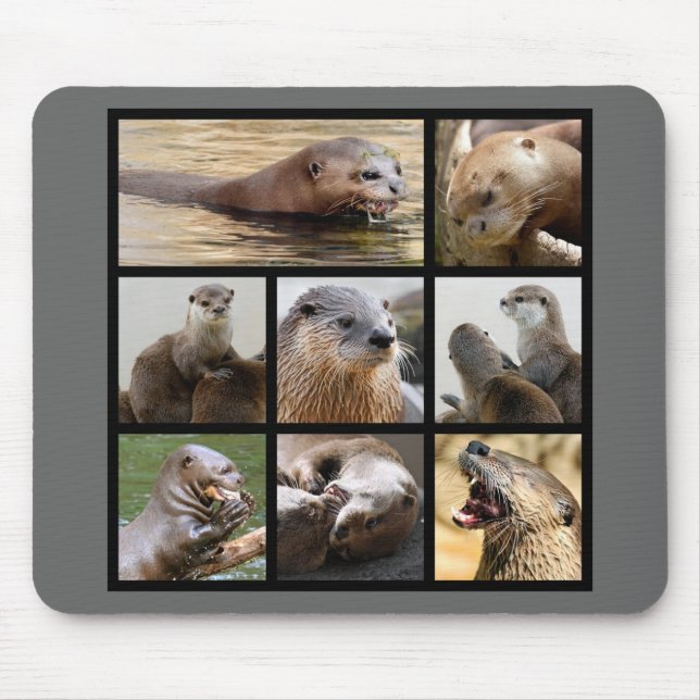 Mosaic photos of otters mouse mat (Front)