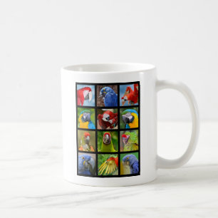 Mosaic photos of parrots coffee mug