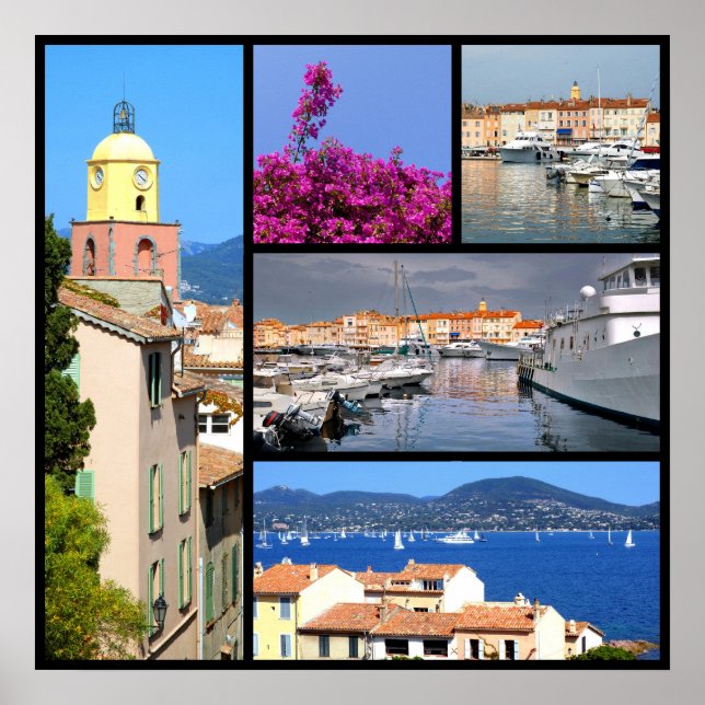 Mosaic photos of Saint Tropez in France Poster (Front)