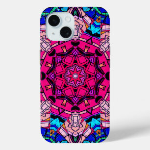 Mosaic Pink Mandala Floral Psychedelic Retro  iPhone 15 Case