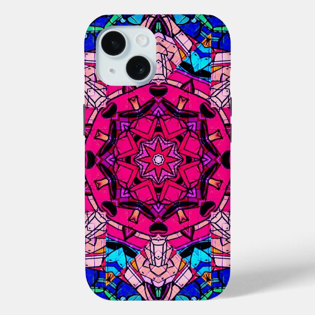 Mosaic Pink Mandala Floral Psychedelic Retro  Case-Mate iPhone Case (Back)