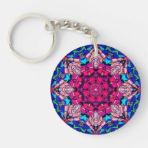 Mosaic Pink Mandala Floral Psychedelic Retro 