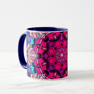 Mosaic Pink Mandala Floral Psychedelic Retro  Mug