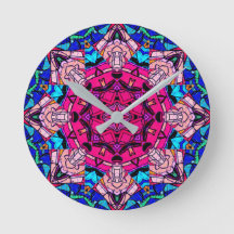 Mosaic Pink Mandala Floral Psychedelic Retro 