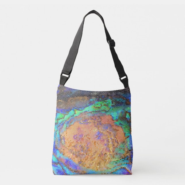 Mosaic Polished Abalone Shell Pattern Abstract Crossbody Bag (Front)