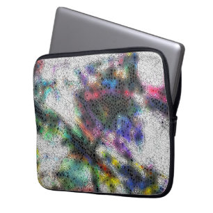 Mosaic, polished shards over stained misty coloure laptop sleeve
