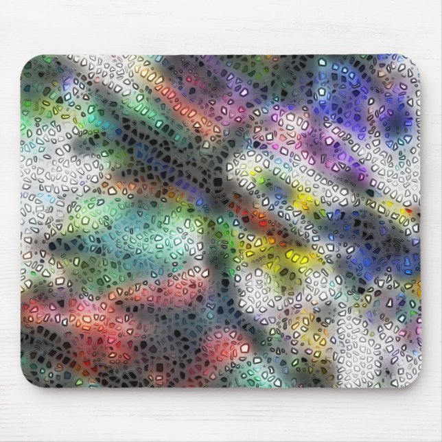 Mosaic, polished shards over stained misty coloure mouse mat (Front)