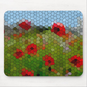 Mosaic Poppies in a Country Garden Mouse Mat