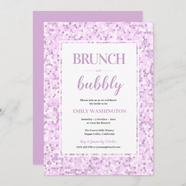 Mosaic Purple Brunch & Bubbly Invitation (Front/Back)