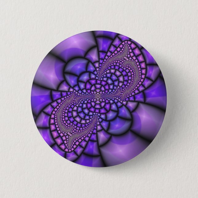 Mosaic Purple Flower 6 Cm Round Badge (Front)