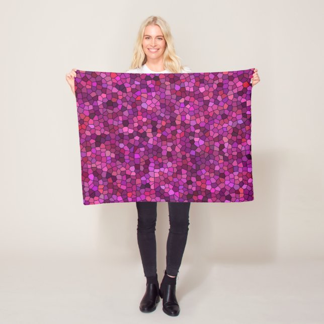 Mosaic Purple Pink  Fleece Blanket (In Situ)