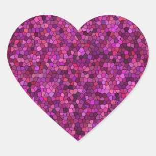 Mosaic Purple Pink  Heart Sticker