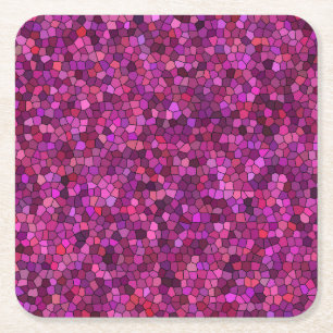 Mosaic Purple Pink Square Paper Coaster