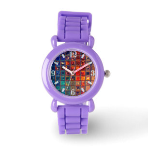 Mosaic Rainbow   Bold Colourful Abstract Tile Watch