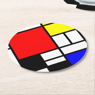 MOSAIC rectangles squares coloured I + your ideas Round Paper Coaster