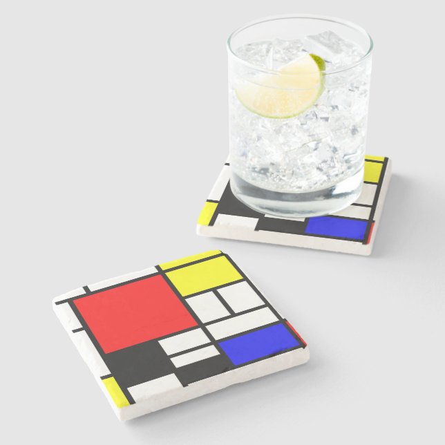 MOSAIC rectangles squares coloured I + your ideas Stone Coaster (Side)