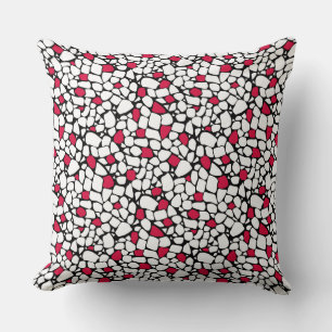 Mosaic red white black abstract pattern tile retro cushion