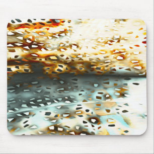 Mosaic scraps thrown over gray and coral texture mouse mat