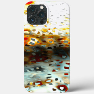 Mosaic scraps thrown over grey and coral texture iPhone 13 pro max case