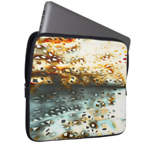 Mosaic scraps thrown over grey and coral texture laptop sleeve