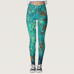 Mosaic Sea Leggings swimming with  Turtles 