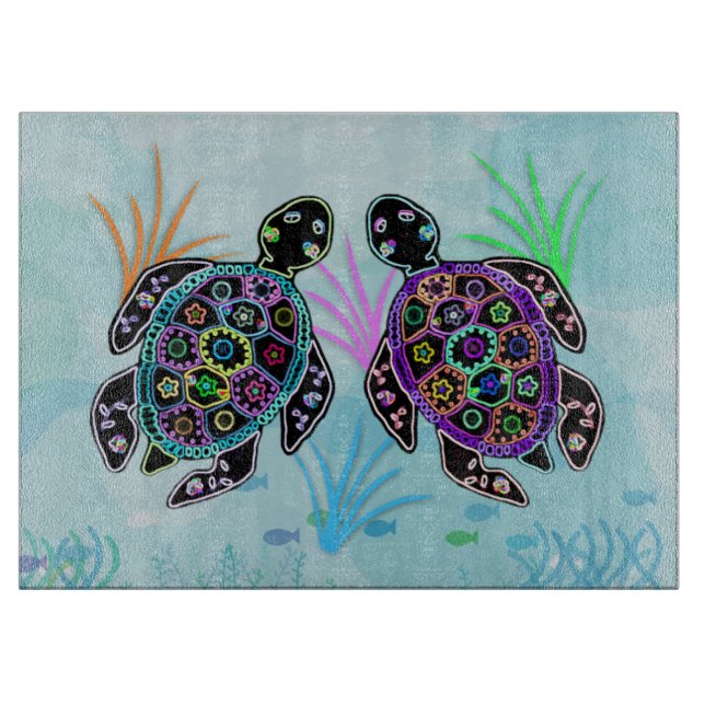 Mosaic Sea Turtle Cutting Board (Front)