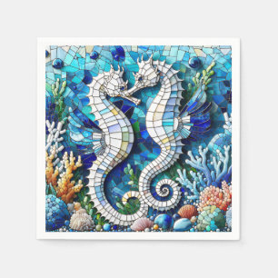 Mosaic Seahorses Romantic Beachy   Napkin