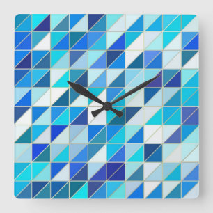Mosaic - Shades of blue and white Square Wall Clock