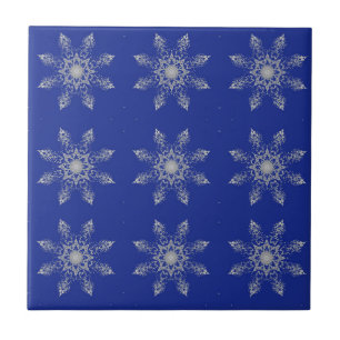 Mosaic silver stars indigo geometric decor kitty tile