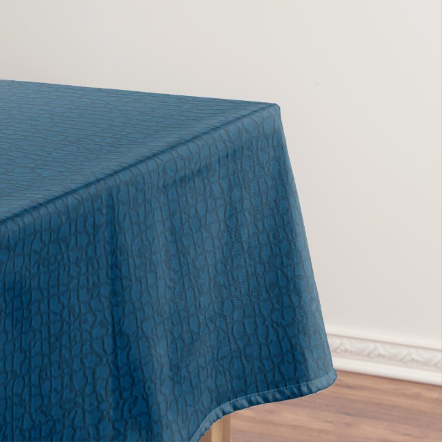 Mosaic Solid Blue Textured Pattern Tablecloth (In Situ)