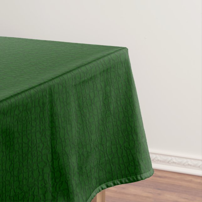 Mosaic Solid Forrest Green Textured Pattern Tablecloth (In Situ)