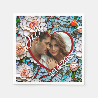 Mosaic Stained Glass and Tile Wedding Personalised Napkin